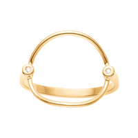 Aagaard ring i 8 karat guld med dobbelt cirkel design og 2 cubic zirkonia