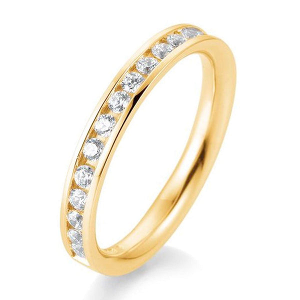Alliancering i guld med diamanter i kanalfatning