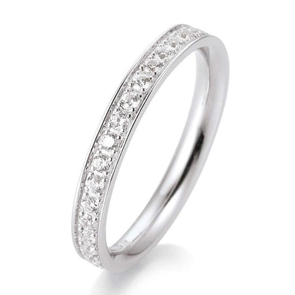Alliancering i hvidguld med diamanter