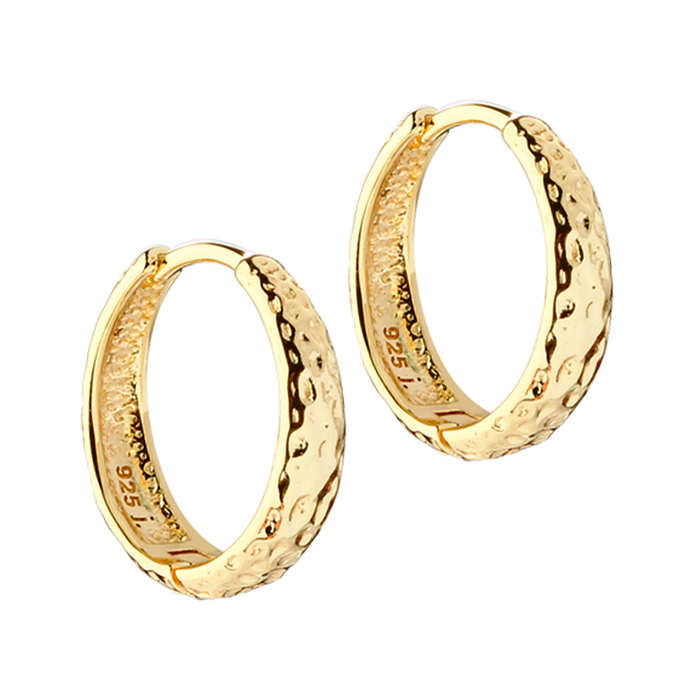 Aqua Dulce Cappa Hoop 16 mm øreringe i forgyldt 925 sterlingsølv med hamret overflade