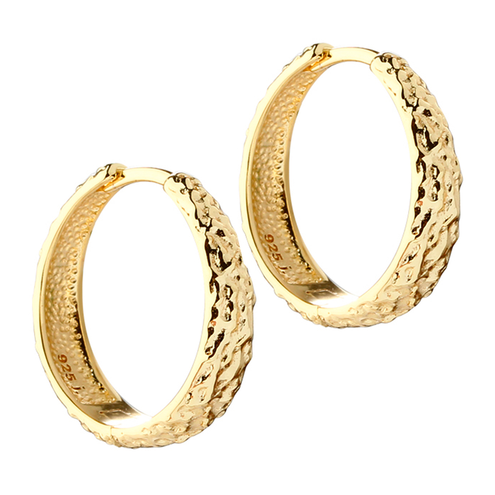 Aqua Dulce Cappa Hoop 20 mm øreringe i forgyldt 925 sterlingsølv med hamret overflade