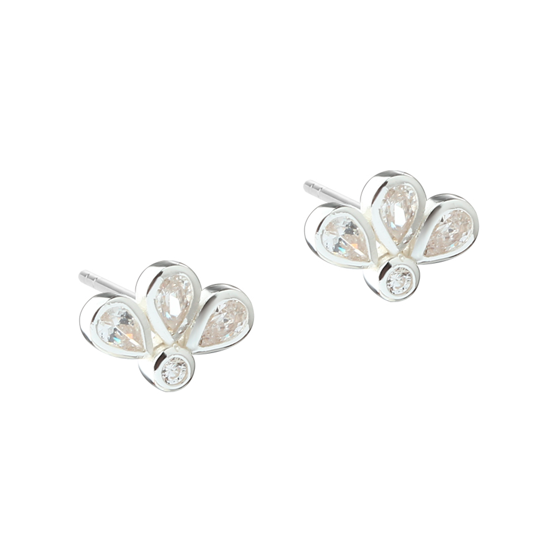 Aqua Dulce Nora Clear Flower ørestikker i sølv med zirkonia