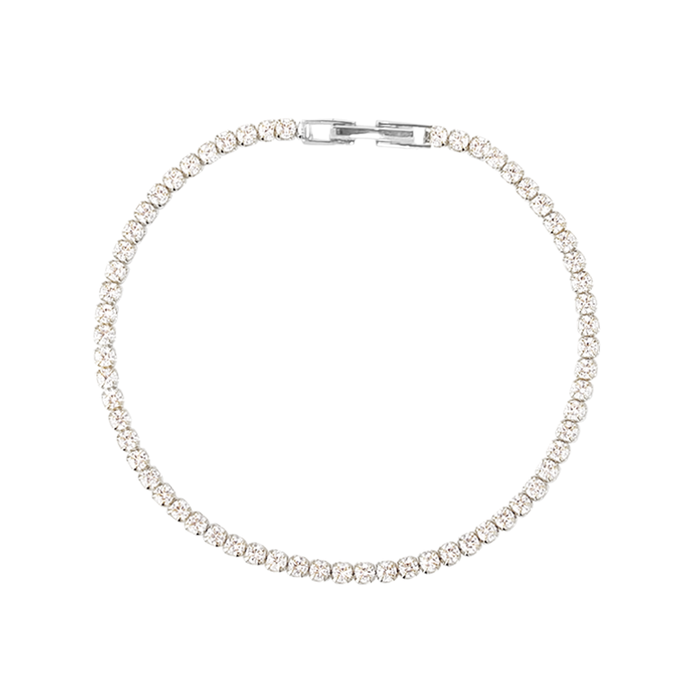 Aqua Dulce Tennis Medium armbånd i 925 sterlingsølv med klare zirkonia