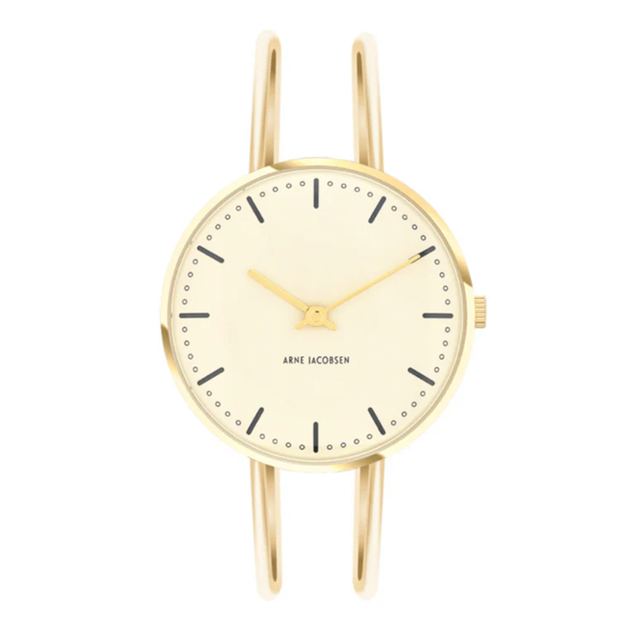 Arne Jacobsen City Hall Ivory Bloom dameur 34 mm med forgyldt urkasse