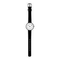 Arne Jacobsen Station ur med sort rem og hvid urskive i fuld længde