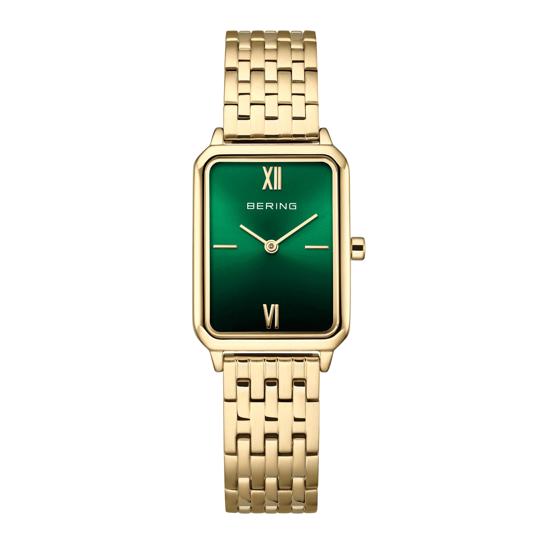 Bering Classic 17423-738 dameur med grøn urskive og guldfarvet stållænke