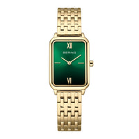 Bering Classic 17423-738 dameur med grøn urskive og guldfarvet stållænke