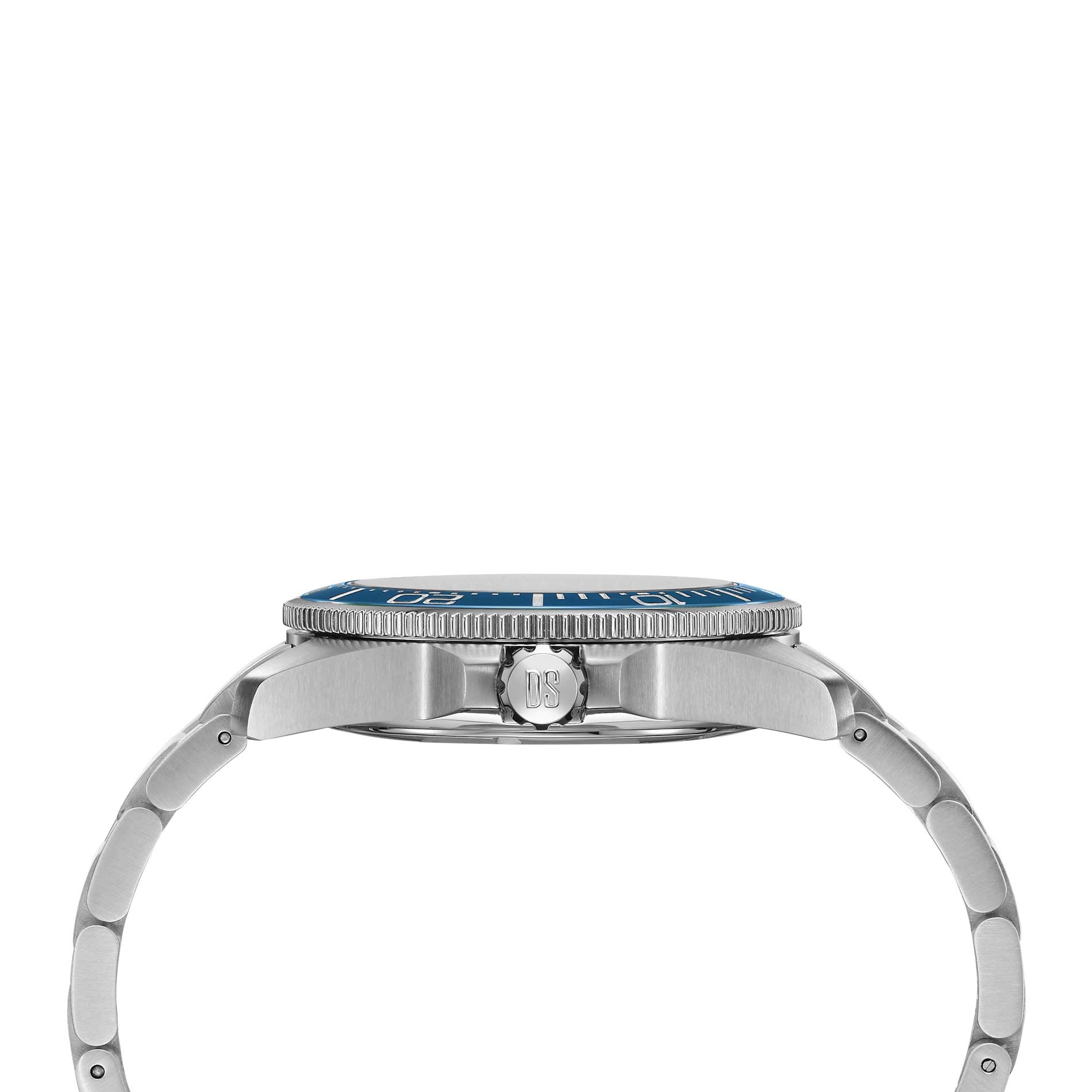 Certina DS Action Diver ur til mænd i rustfrit stål med blå skive, set fra siden