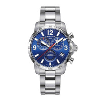 Certina DS Podium GMT herreur i stål med blå skive, set forfra