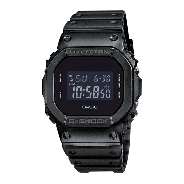 Casio G-Shock DW-5600UBB-1ER digitalt herreur med sort resinrem og sort display