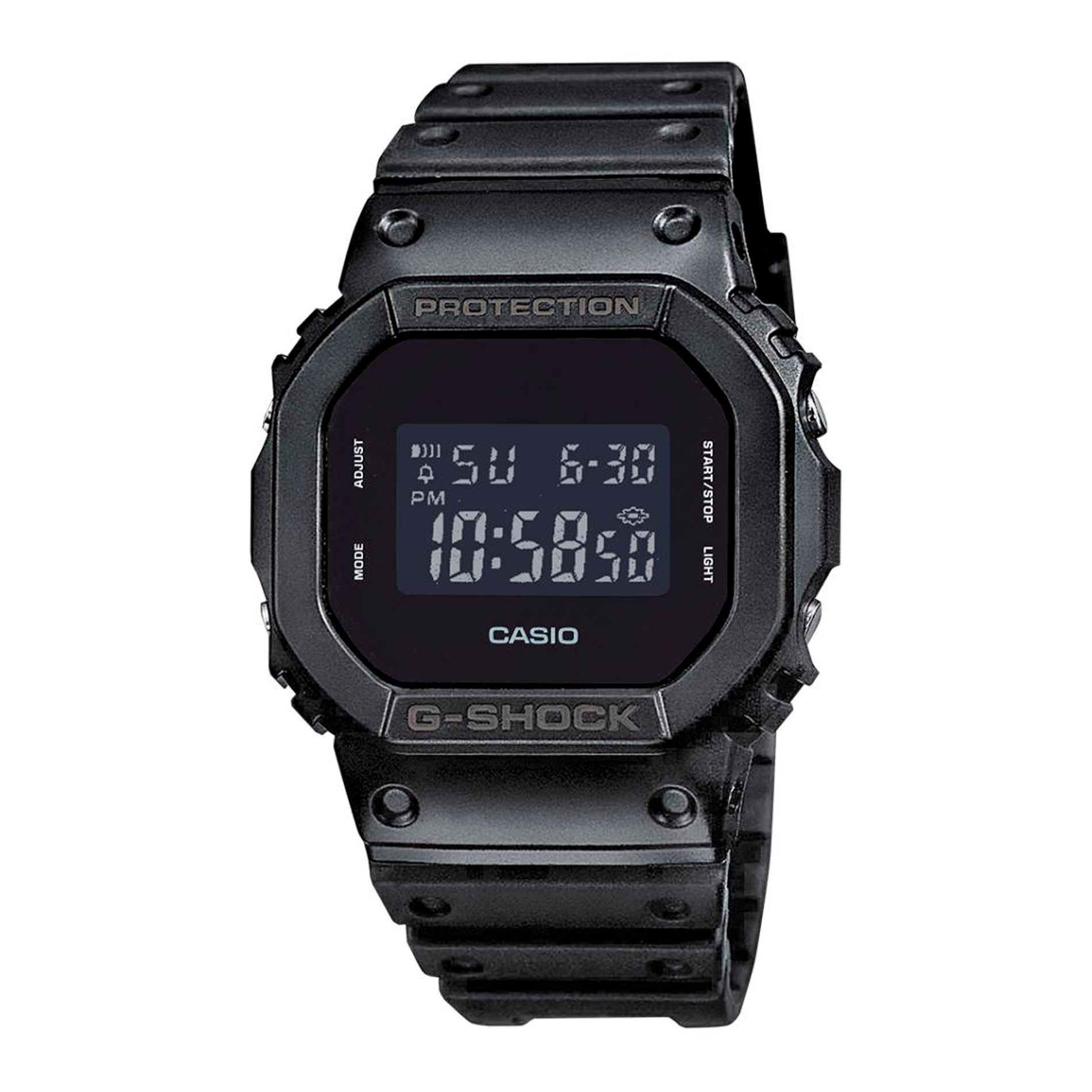 Casio G-Shock DW-5600UBB-1ER digitalt herreur med sort resinrem og sort display