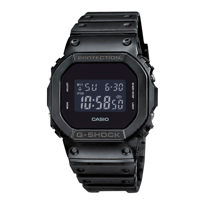 Casio G-Shock DW-5600UBB-1ER digitalt herreur med sort resinrem og sort display