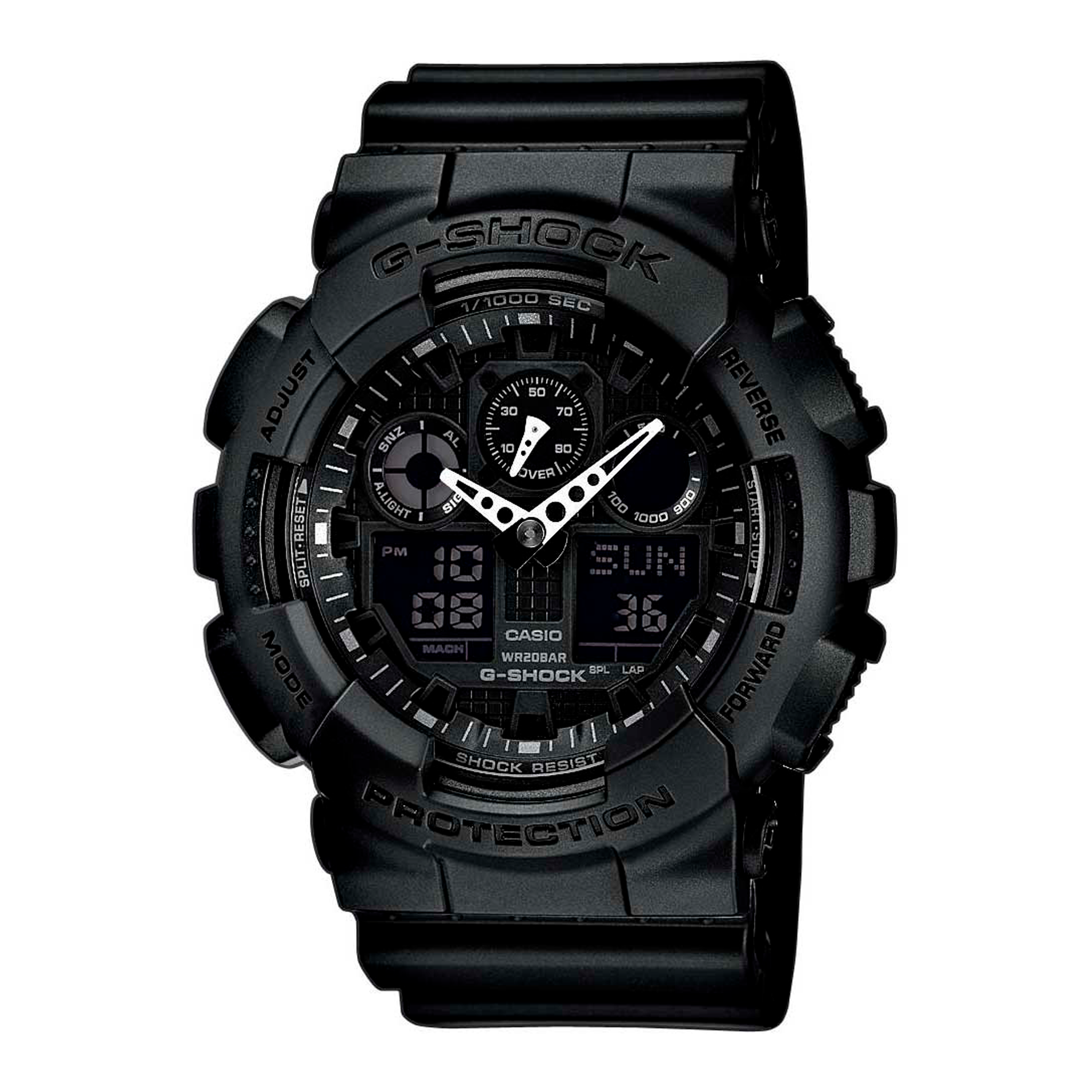 Casio G-Shock GA-100-1A1ER sort analog-digitalt herreur med stødsikker konstruktion