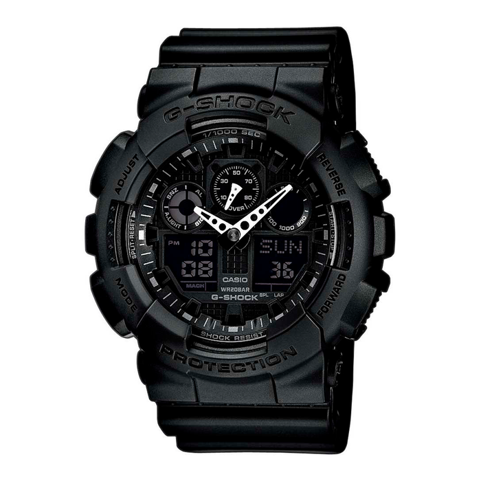 Casio G-Shock GA-100-1A1ER sort analog-digitalt herreur med stødsikker konstruktion