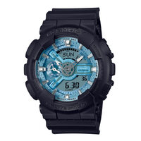 Casio G-Shock GA-110CD-1A2ER med sort rem og lyseblå analog-digital urskive