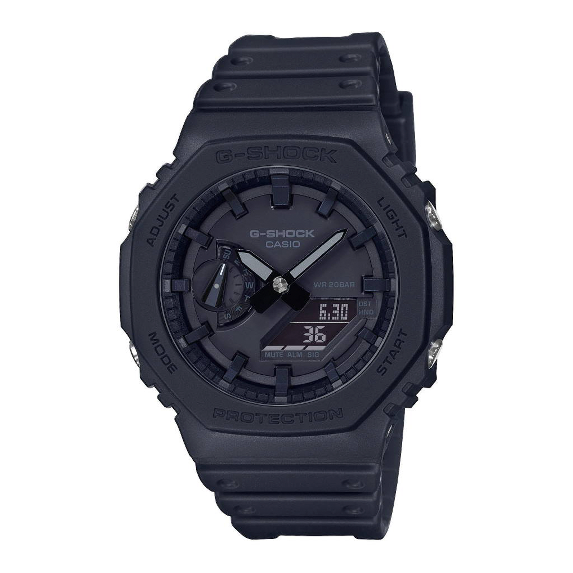 Casio G-Shock GA-2100-1A1ER sort analog-digitalt ur med ottekantet urkasse