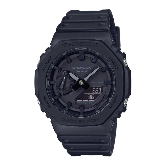 Casio G-Shock GA-2100-1A1ER sort analog-digitalt ur med ottekantet urkasse