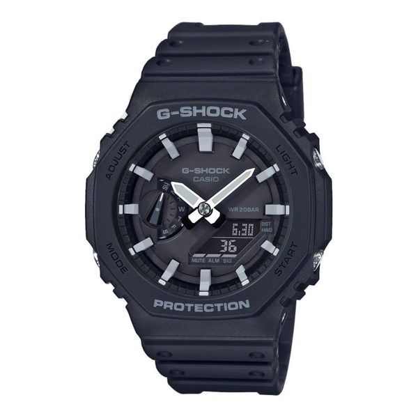Casio G-Shock GA-2100-1AER sort analog-digitalt ur med ottekantet urkasse