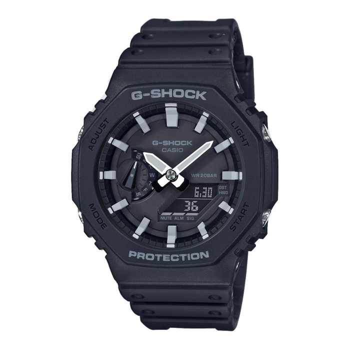Casio G-Shock GA-2100-1AER sort analog-digitalt ur med ottekantet urkasse