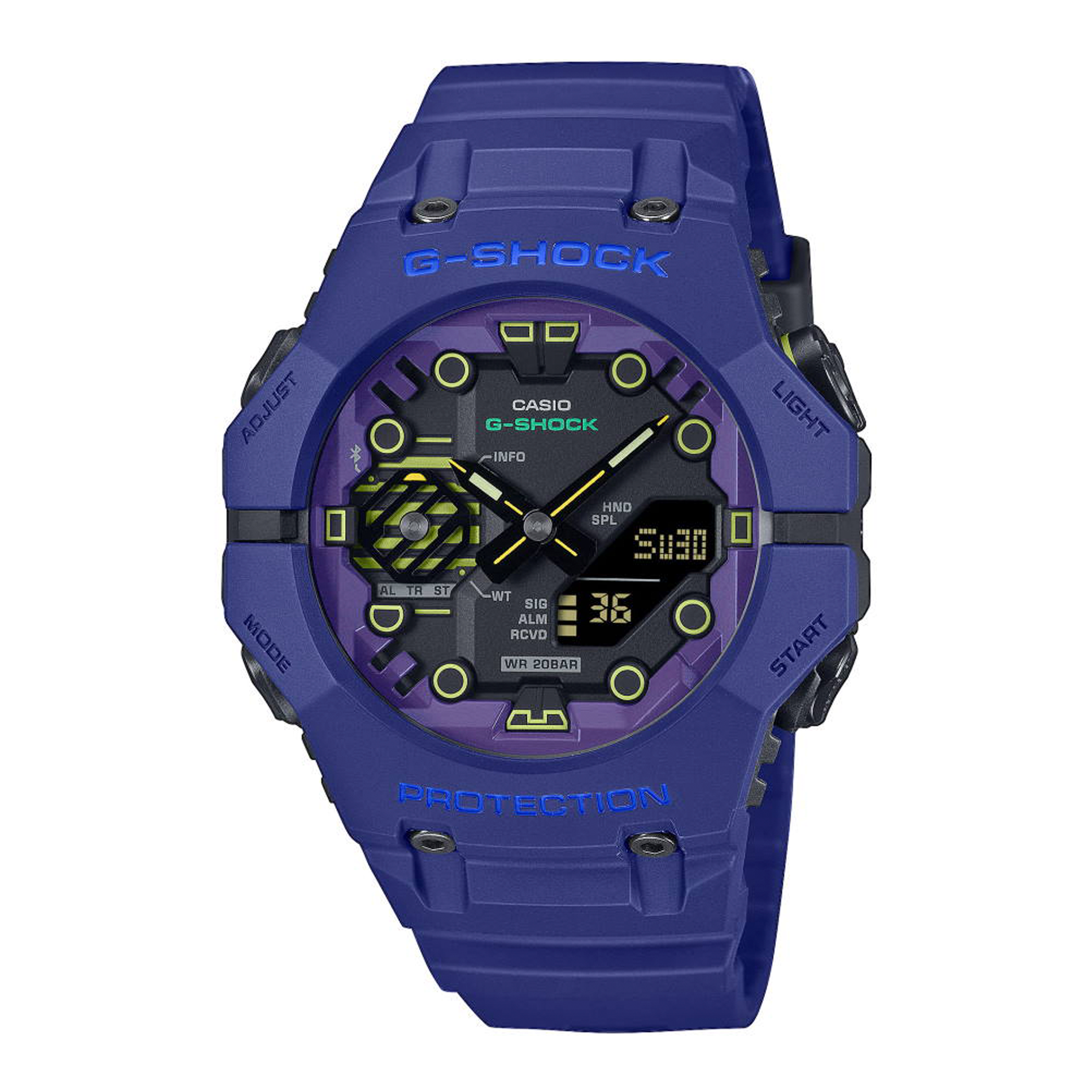 Casio G-Shock GA-B001CBR-2AER med blå urkasse, Bluetooth og analog-digital visning