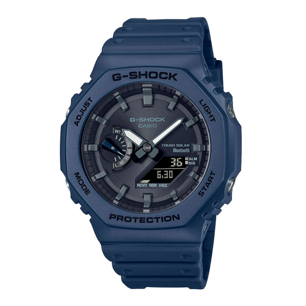 Casio G-Shock GA-B2100-2AER herreur med blå resinrem, Tough Solar og Bluetooth