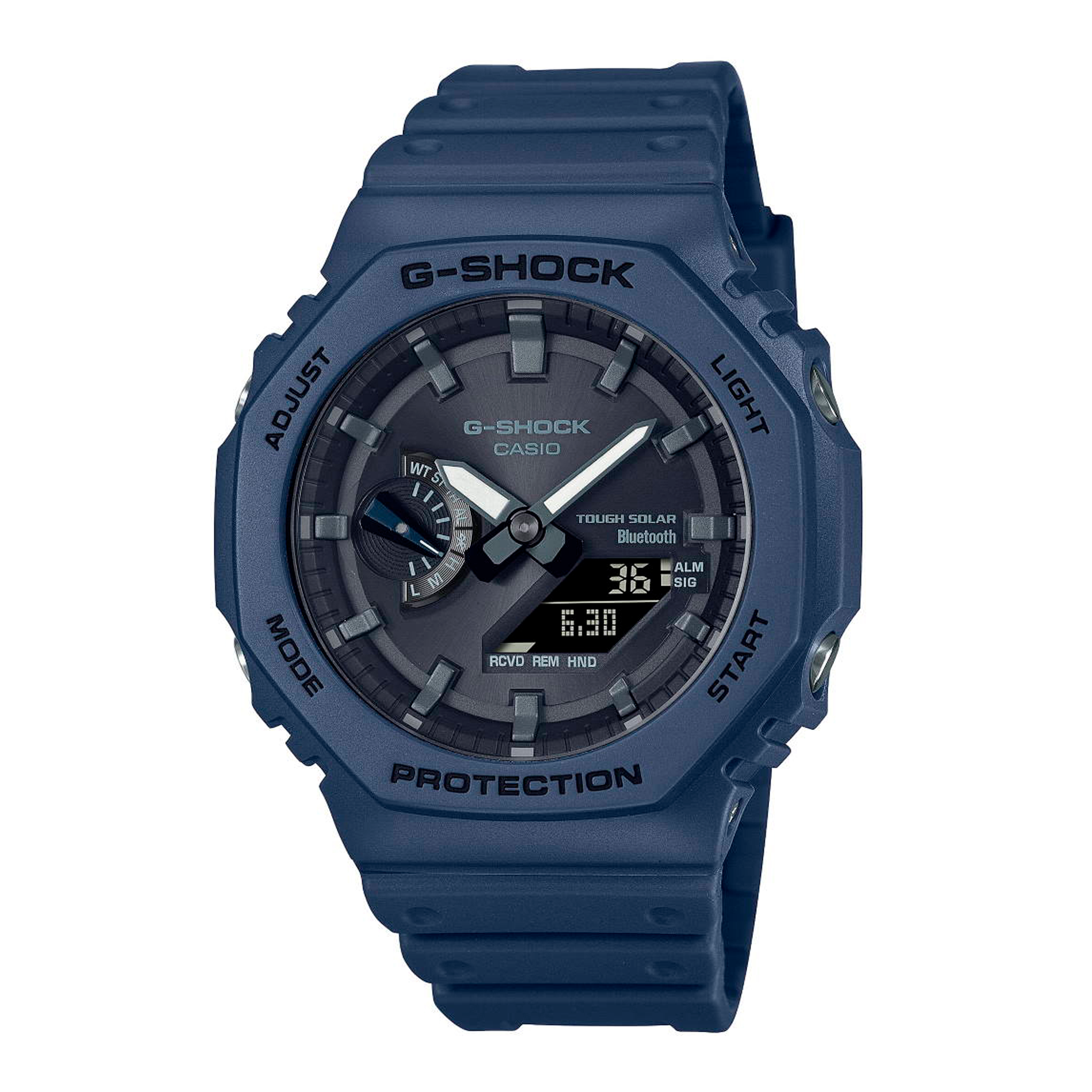 Casio G-Shock GA-B2100-2AER herreur med blå resinrem, Tough Solar og Bluetooth