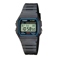 Casio F-91W-1YEG digitalt ur med sort resinrem og klassisk digitalt display