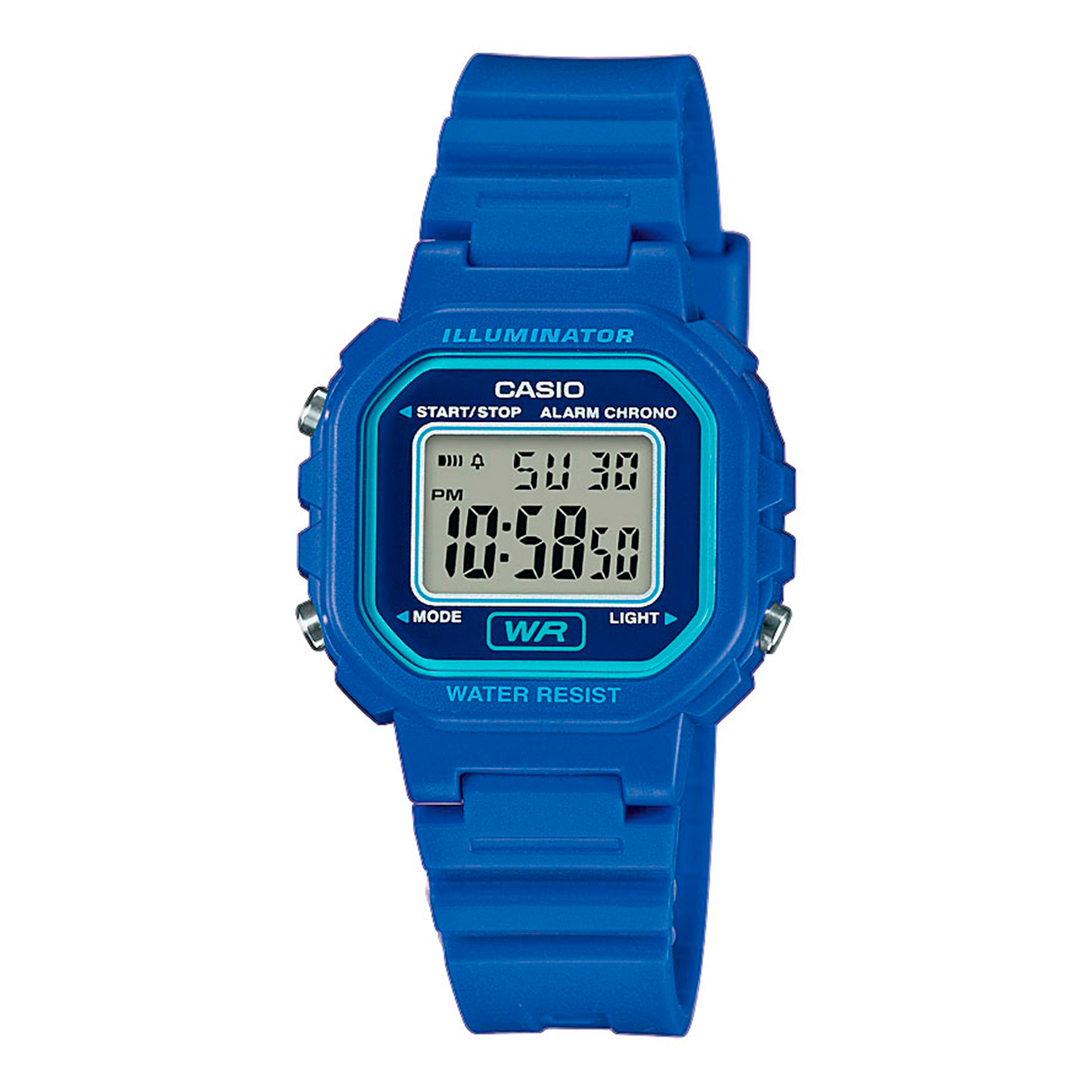 Casio Timeless LA-20WH-2AEF digitalur i blå med digitalt display og resinrem