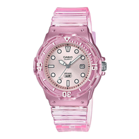 Casio Timeless LRW-200HS-4EVEF dameur med transparent lyserød rem og rosa urskive