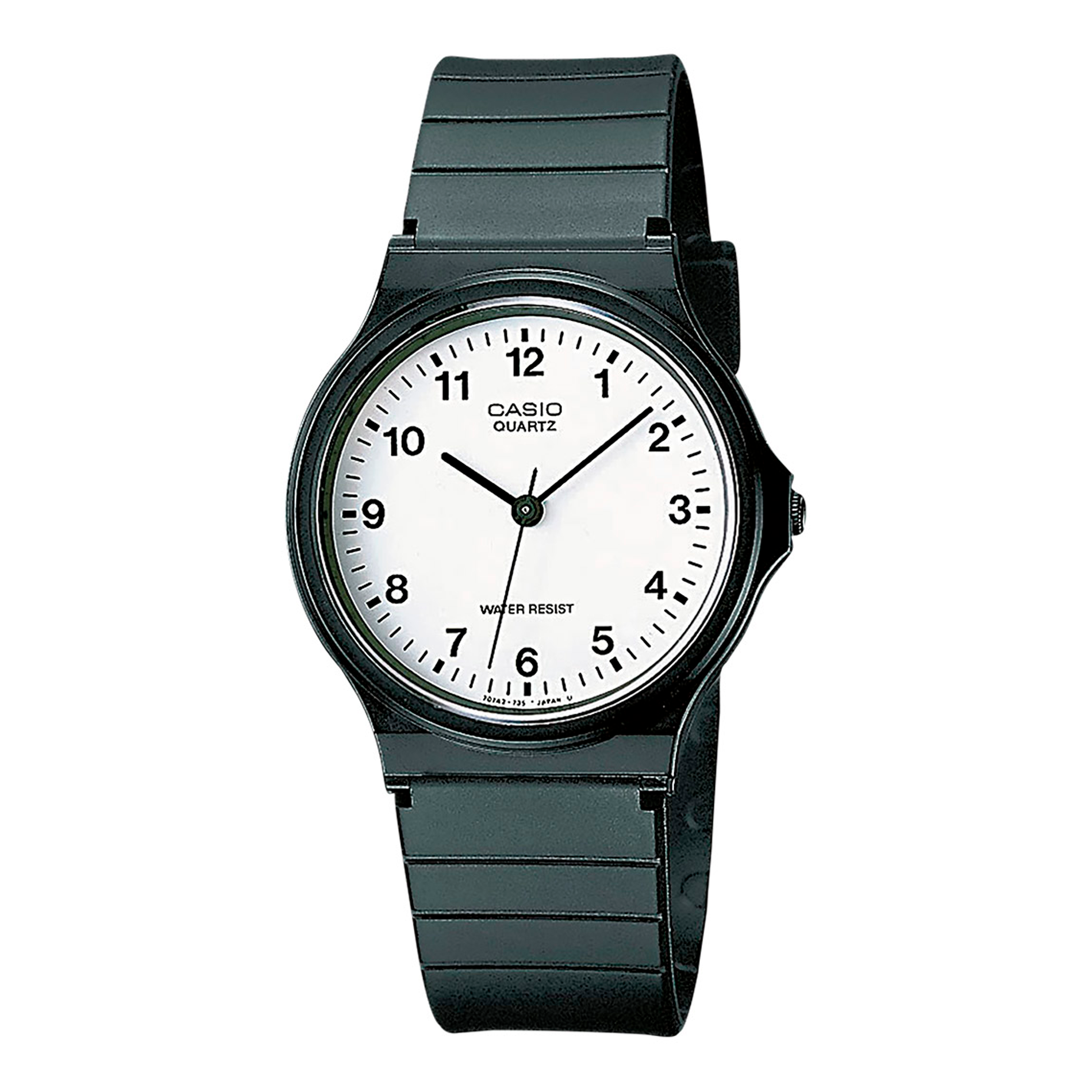 Casio Timeless MQ-24-7BLLEG armbåndsur med hvid urskive og sort resinrem