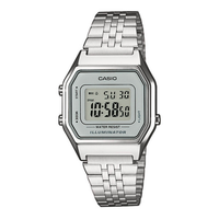 Casio Vintage LA680WEA-7EF digitalur med sølvfarvet stållænke og retrodesign