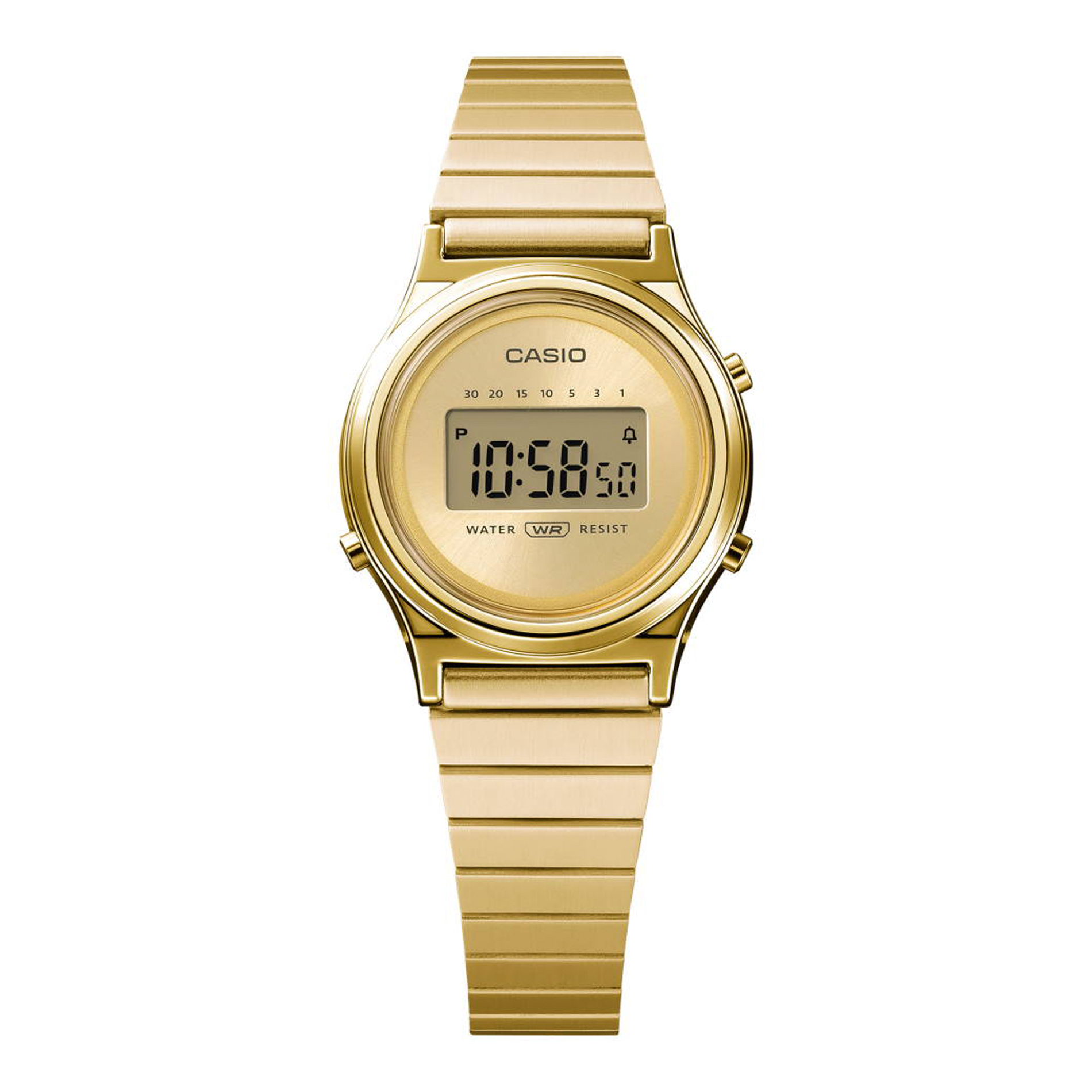 Casio Vintage LA700WEG-9AEF digitalur med guldfarvet stållænke og digital skærm