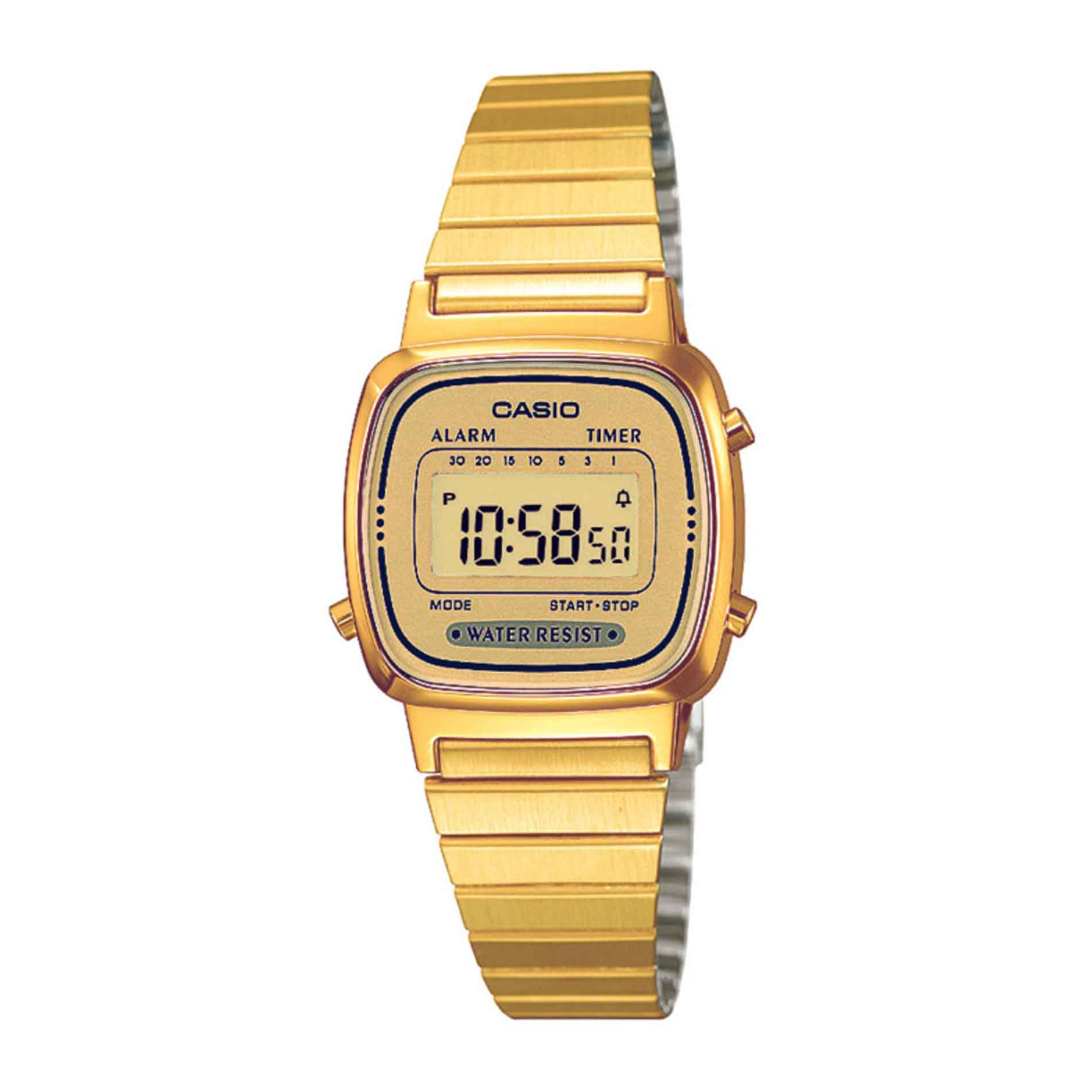 Digitalt ur i guld stål fra Casio