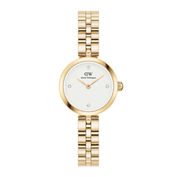 Guld ur i rustfrit stål med hvid skive fra Daniel Wellington