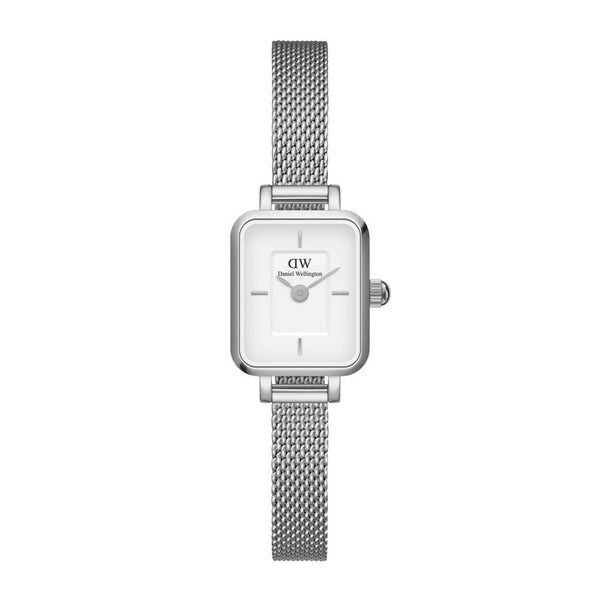 Firkantet ur i stål med hvid skive fra Daniel Wellington