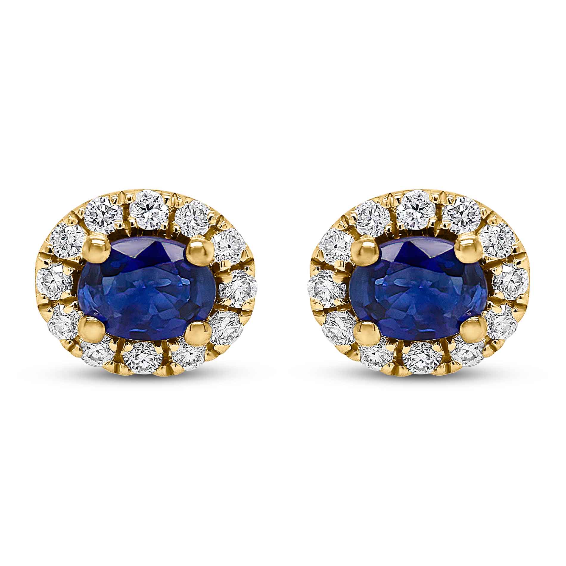 Guldørestikker med diamanter og blå safir