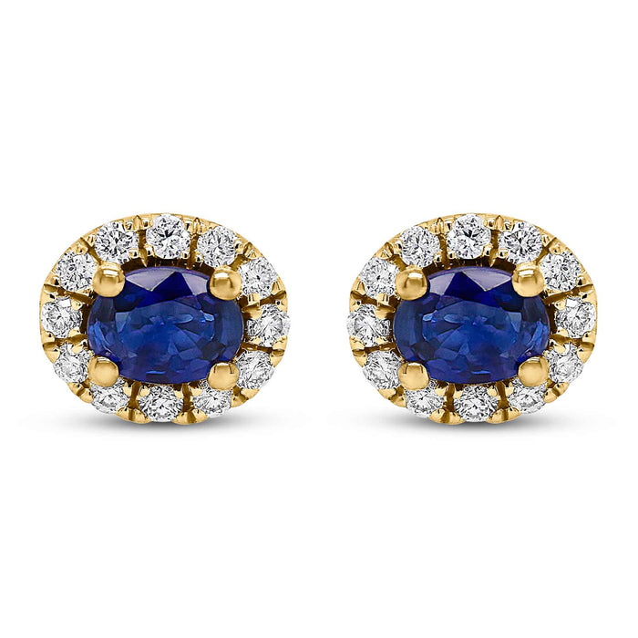 Guldørestikker med diamanter og blå safir