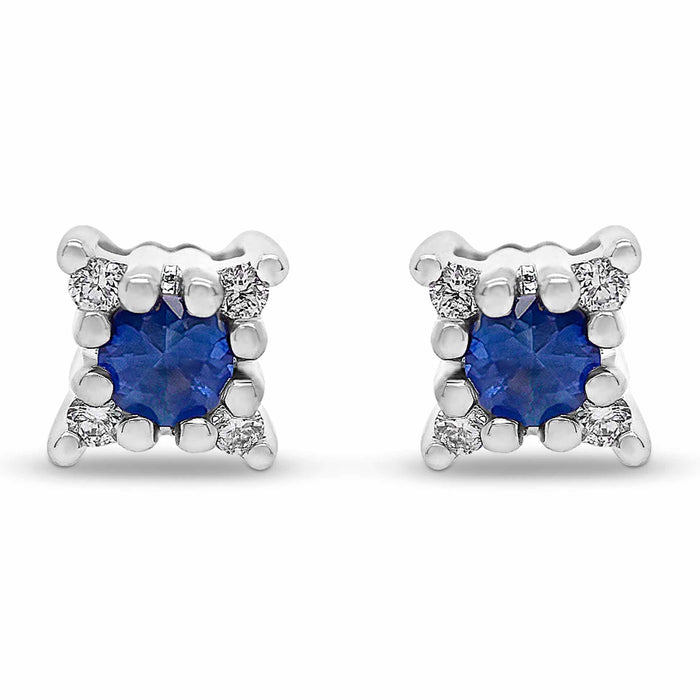 Diamantørestikker i hvidguld med blå safir