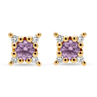 Guldørestikker med pink safir og diamanter