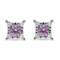 Ørestikker i hvidguld med pink safir og diamanter