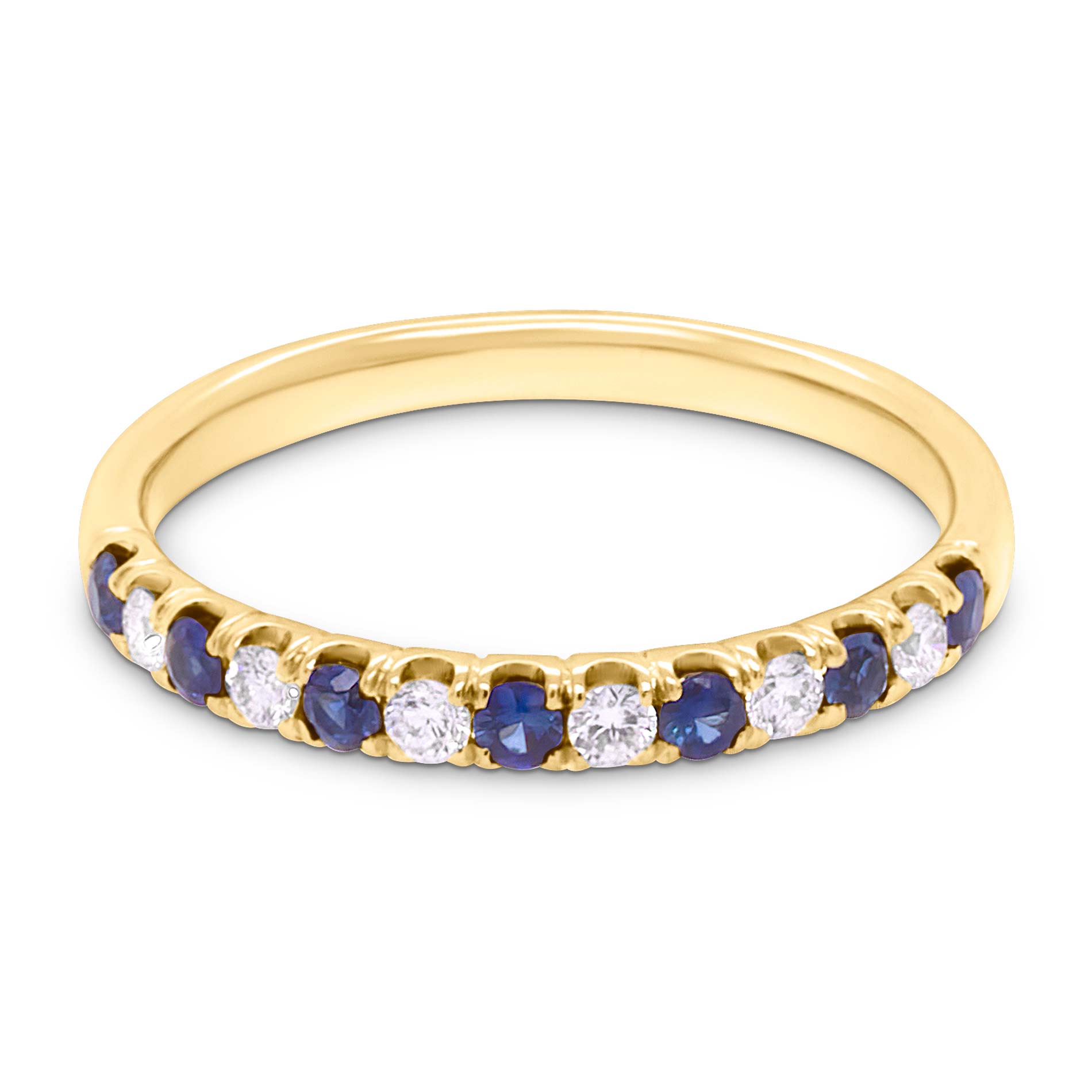 Guldring med diamanter og safir