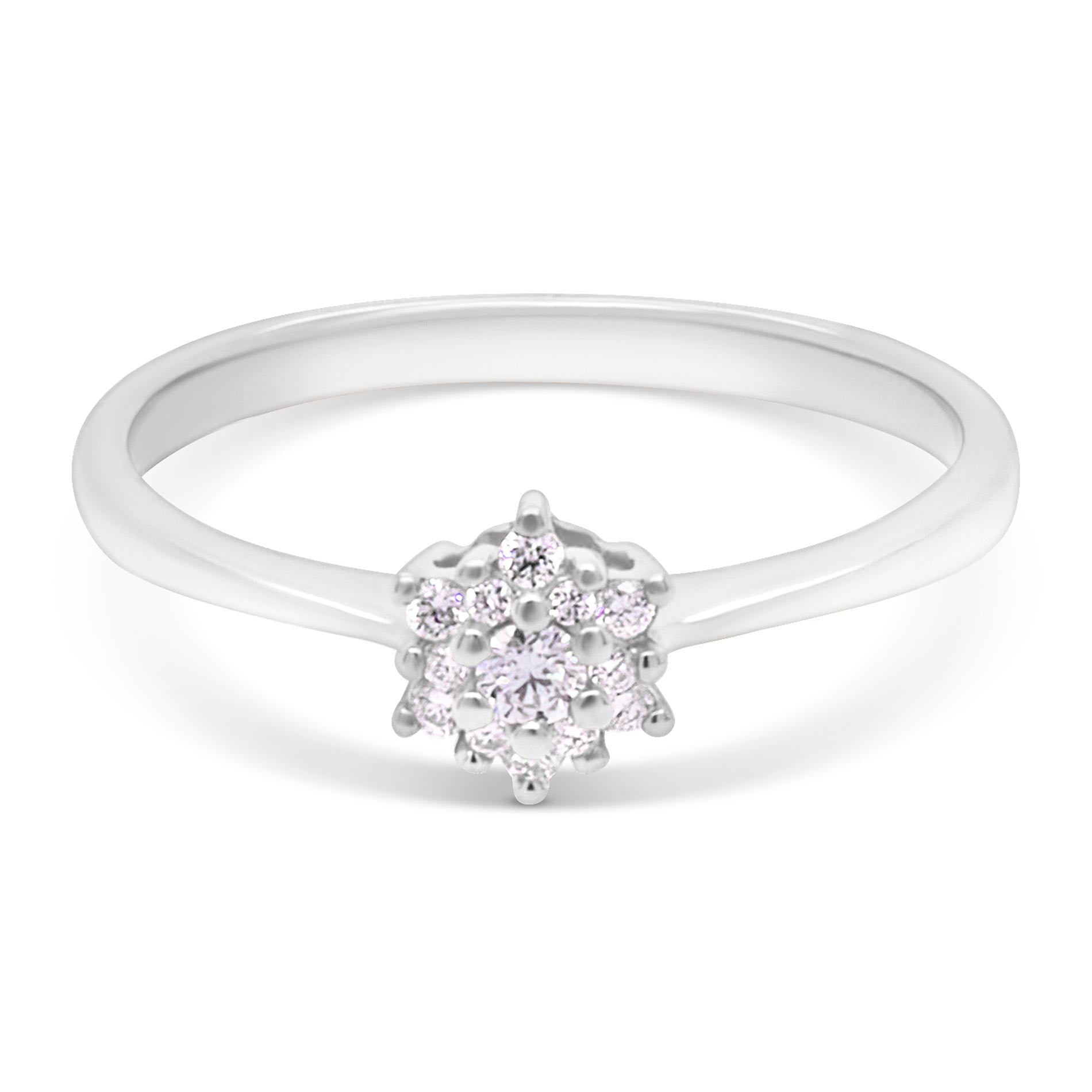 Diamantring i hvidguld med stjernedesign