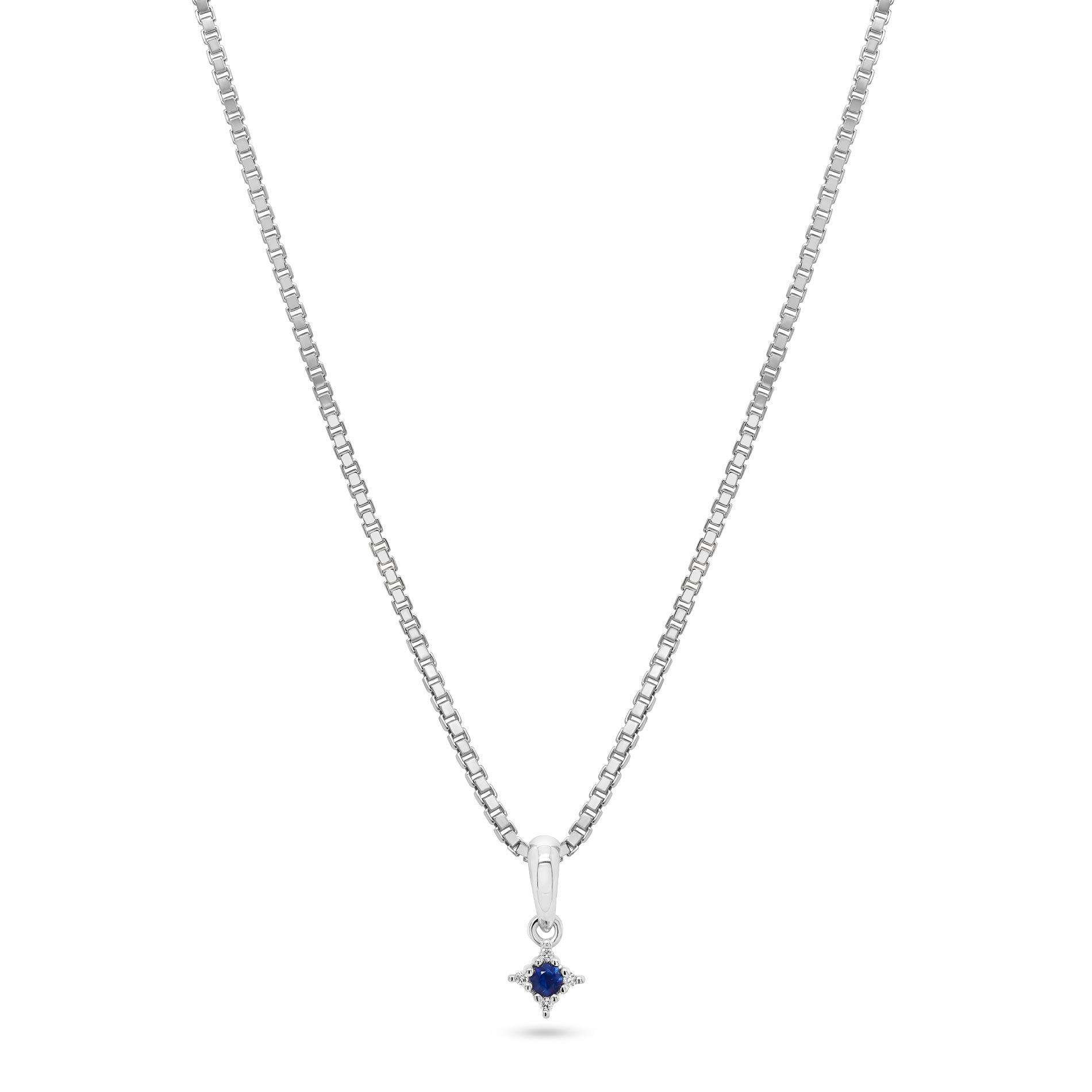 Vedhæng i hvidguld med diamanter og blå safir