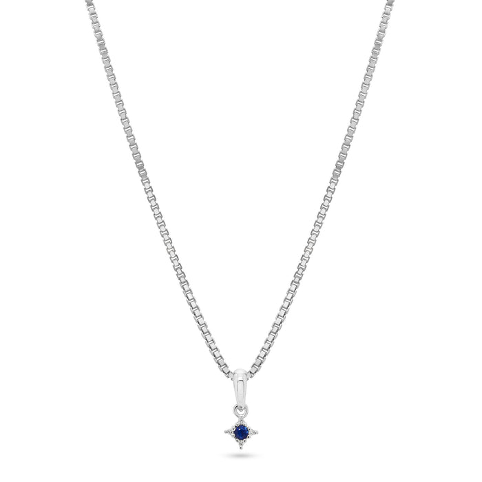 Vedhæng i hvidguld med diamanter og blå safir