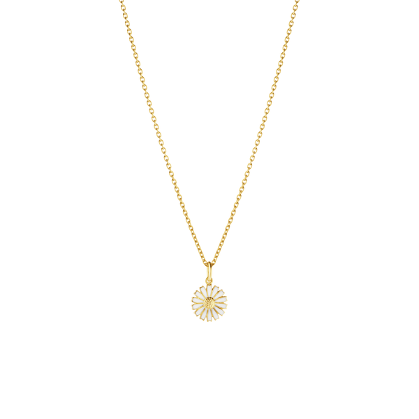 Georg Jensen Daisy vedhæng forgyldt med lille hvid marguerit på 11 mm
