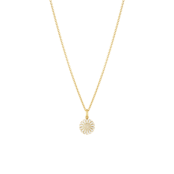 Georg Jensen Daisy vedhæng forgyldt med hvid marguerit og diamanter i midten