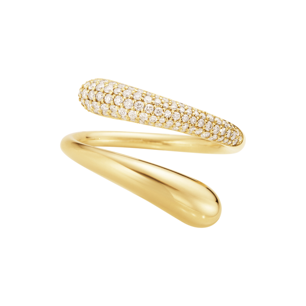 Georg Jensen Mercy ring i 18 karat guld med pavé diamanter i den ene ende