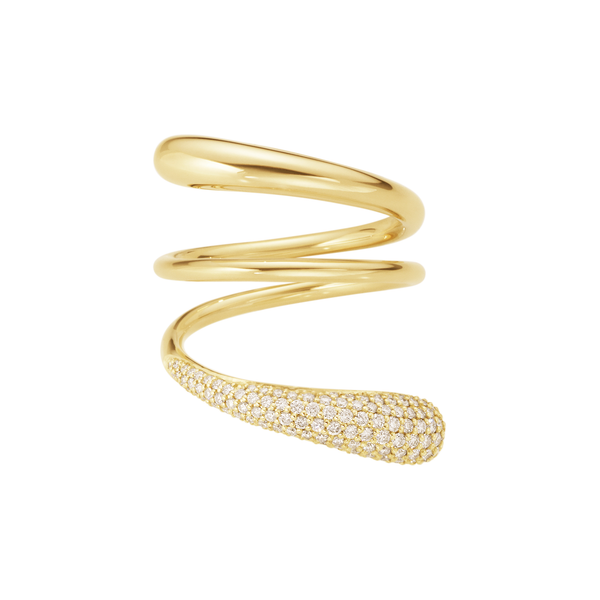 Georg Jensen Mercy ring i 18 karat guld med flere omgange og pavé diamanter