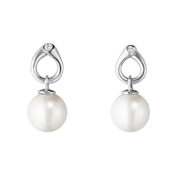 Georg Jensen Magic ørestikker i 18 karat hvidguld med diamant og hvid perle