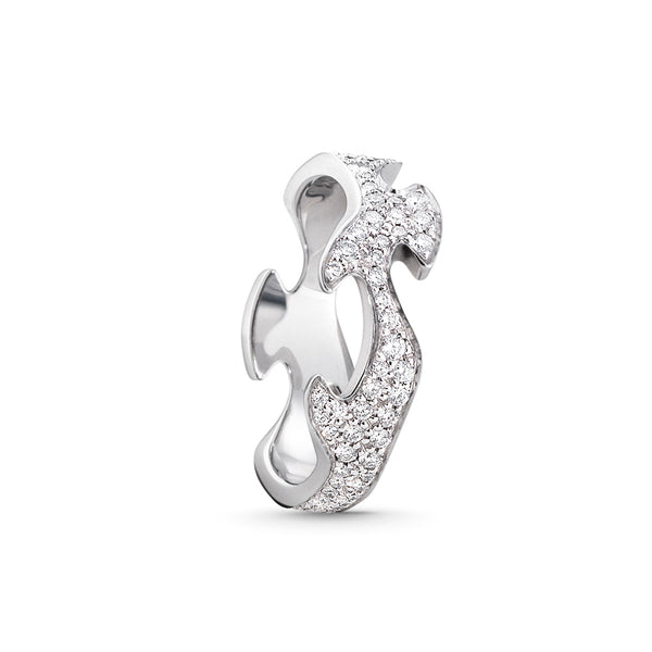 Georg Jensen Fusion centerring i 18 karat hvidguld med fuld pavé, set stående